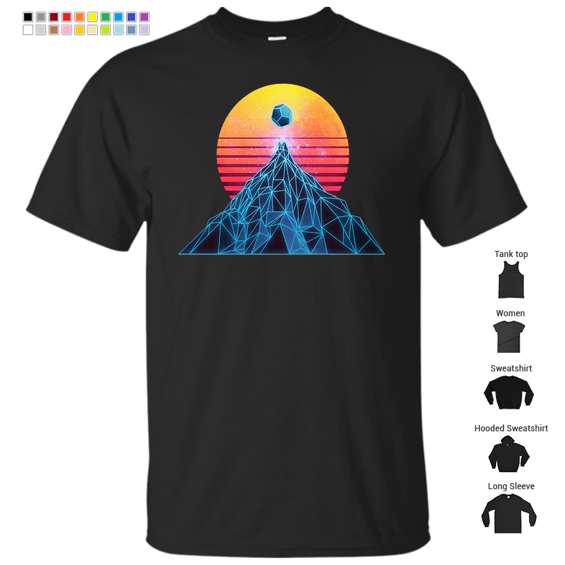 Synthwave Wire frame Mountain T-Shirt – Shop